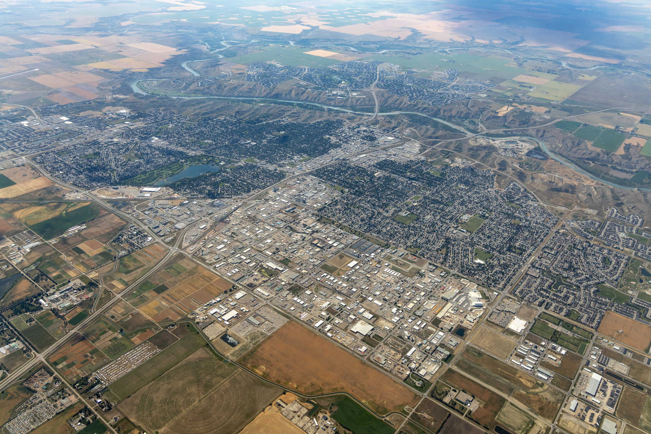 Aerial view of Lethbridge, Alb. taken to compile canopy cover data. 