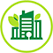 Icon of a green building.