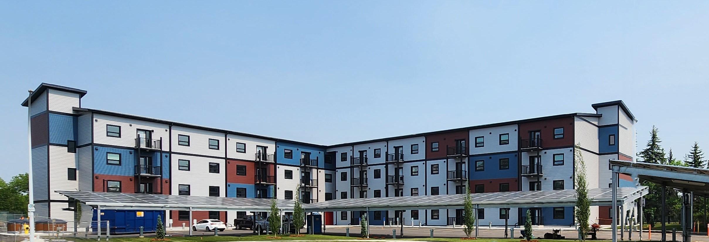 Another wide-angle view of the Heartland Housing Foundation's complex in Fort Saskatchewan