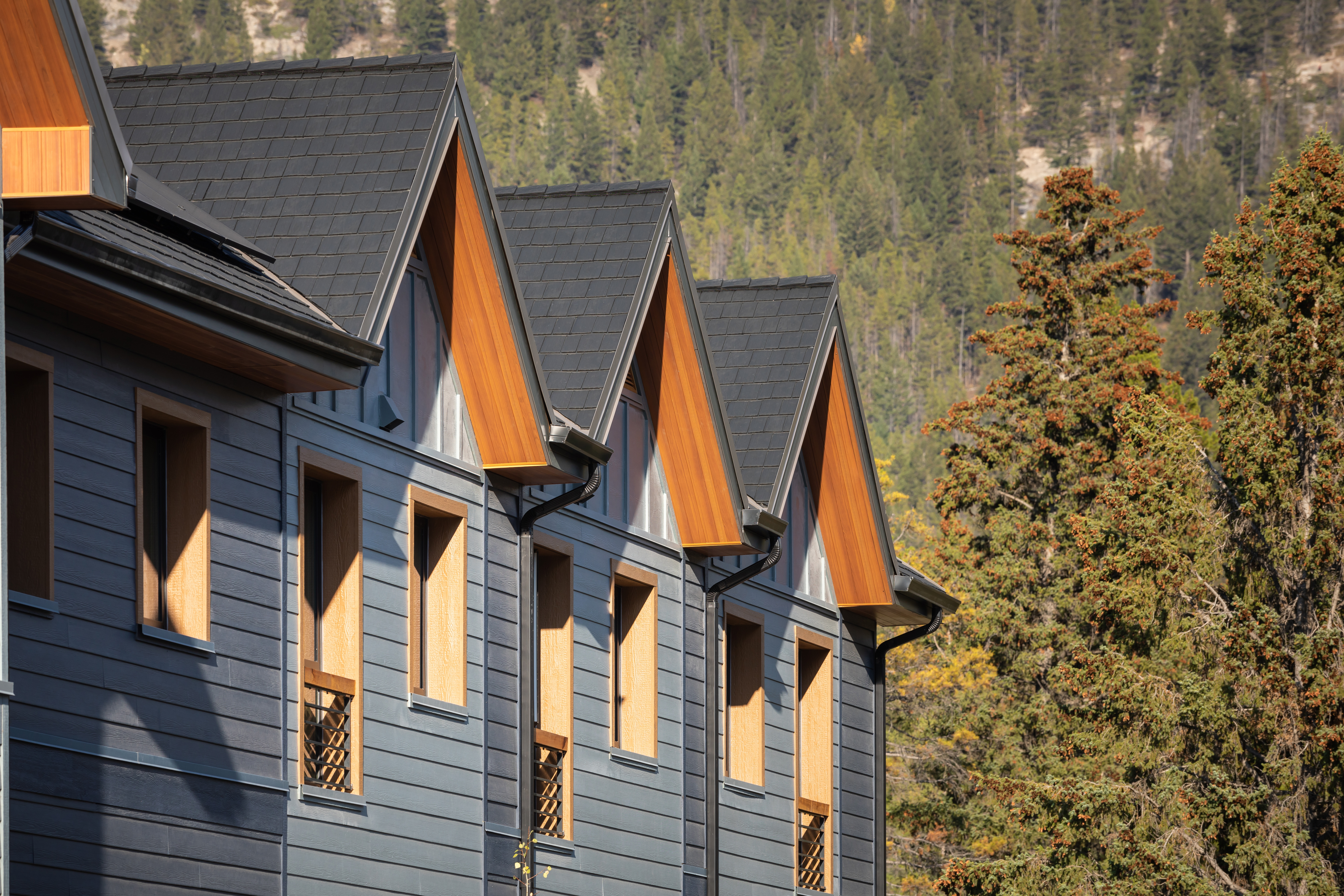 A side view of one of the Priscilla's Place affordable housing buildings in Bannf, Alberta