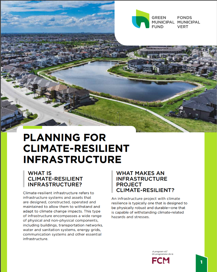 Image of a factsheet resource titled “Planning for climate-resilient infrastructure