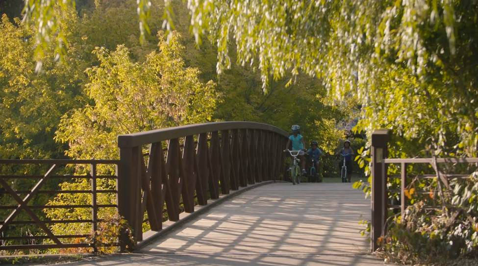 A bike on a bridge in Durham