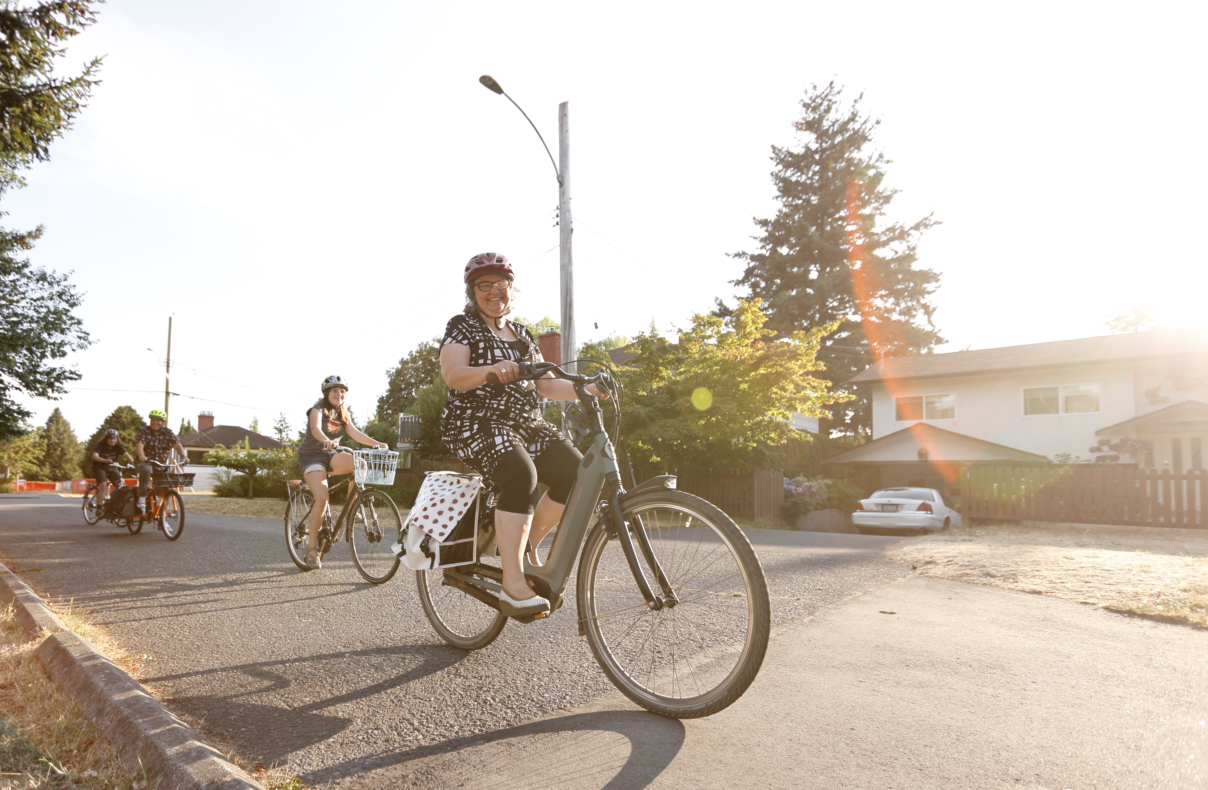 A woman riding a bike in Saanich