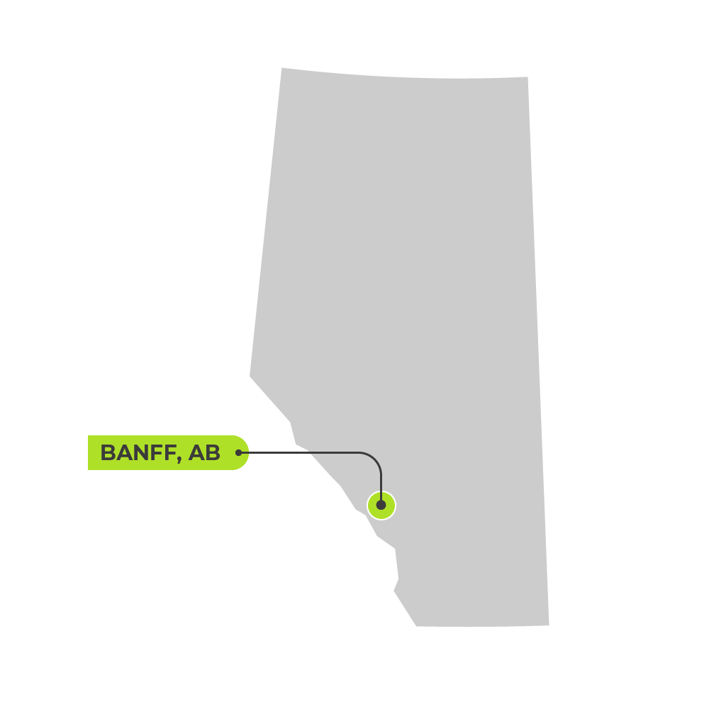 Map of Alberta featuring Banff