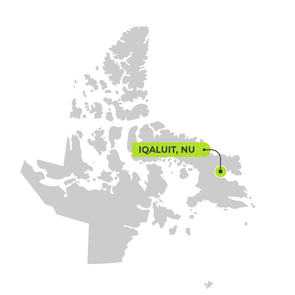 Map of Nunavut featuring Iqualuit