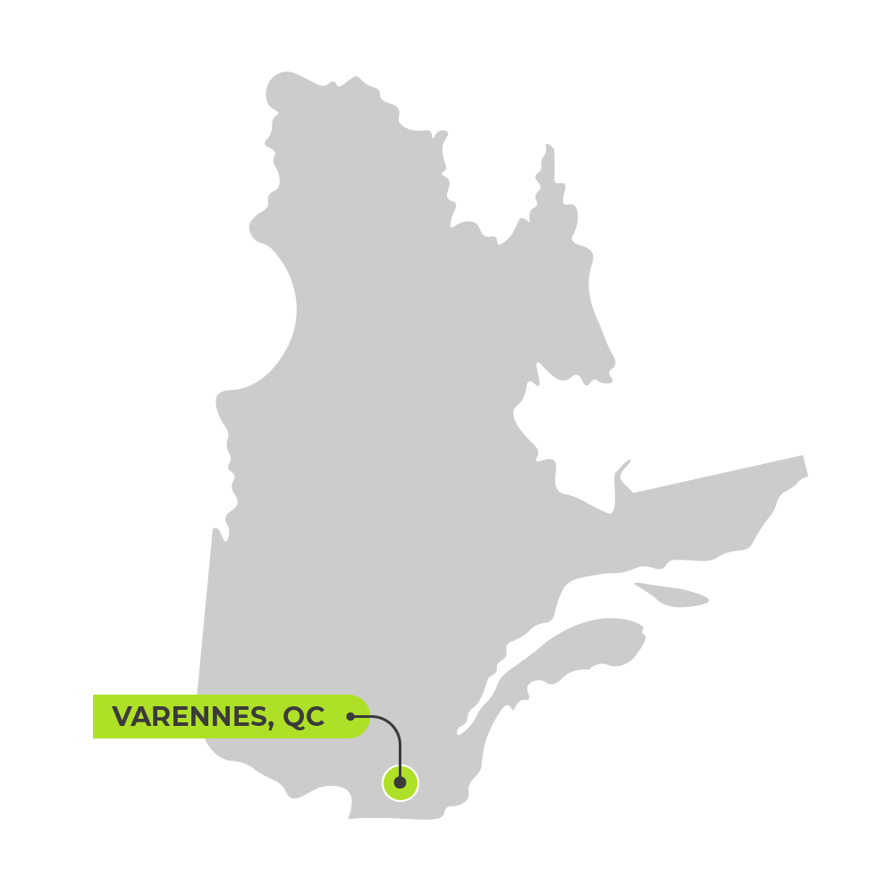 Map of Quebec featuring Varennes