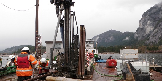 Taking sediment samples