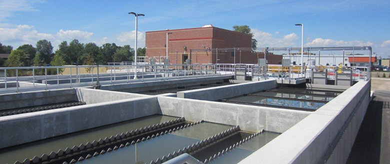View of clarifiers and aeration tanks. (Credit: Town of Amherstburg)