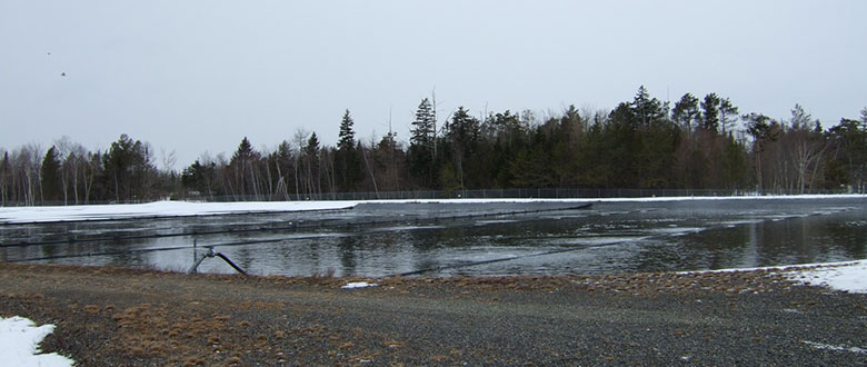 View of lagoons for Town of St. Andrews, NB, wastewater treatment facility.