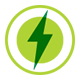 Icon of an electricity bolt in a circle.