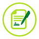 Icon of a document with a pen and signature