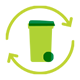  Icon of a trash can with the recycle arrow around it