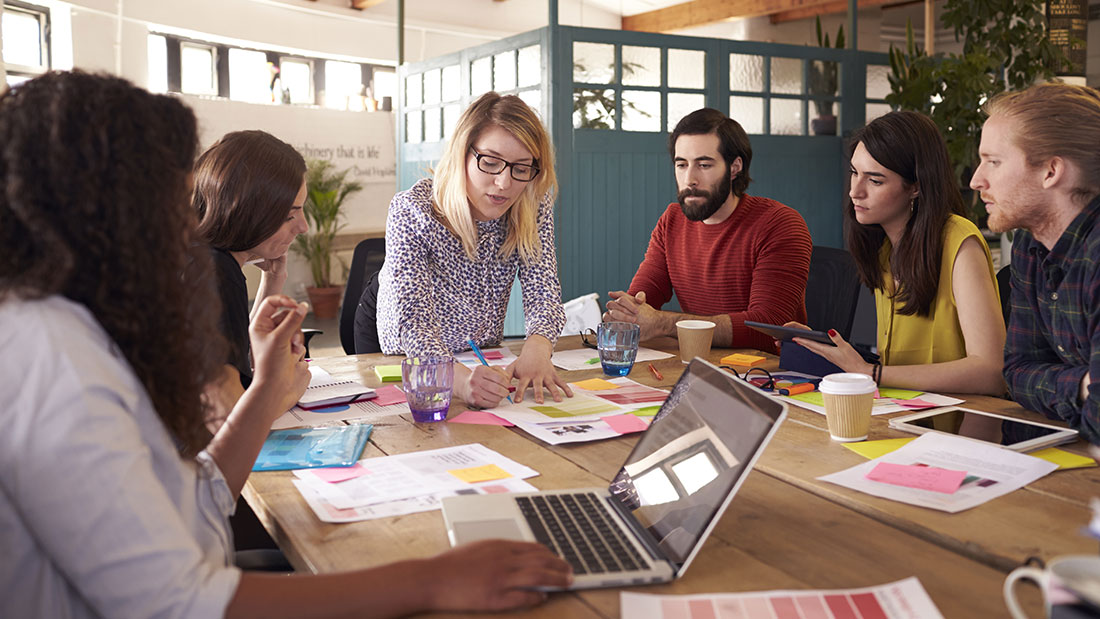 People collaborating at work.