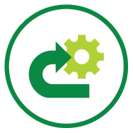 Pillar 3 icon: gear with a curved arrow