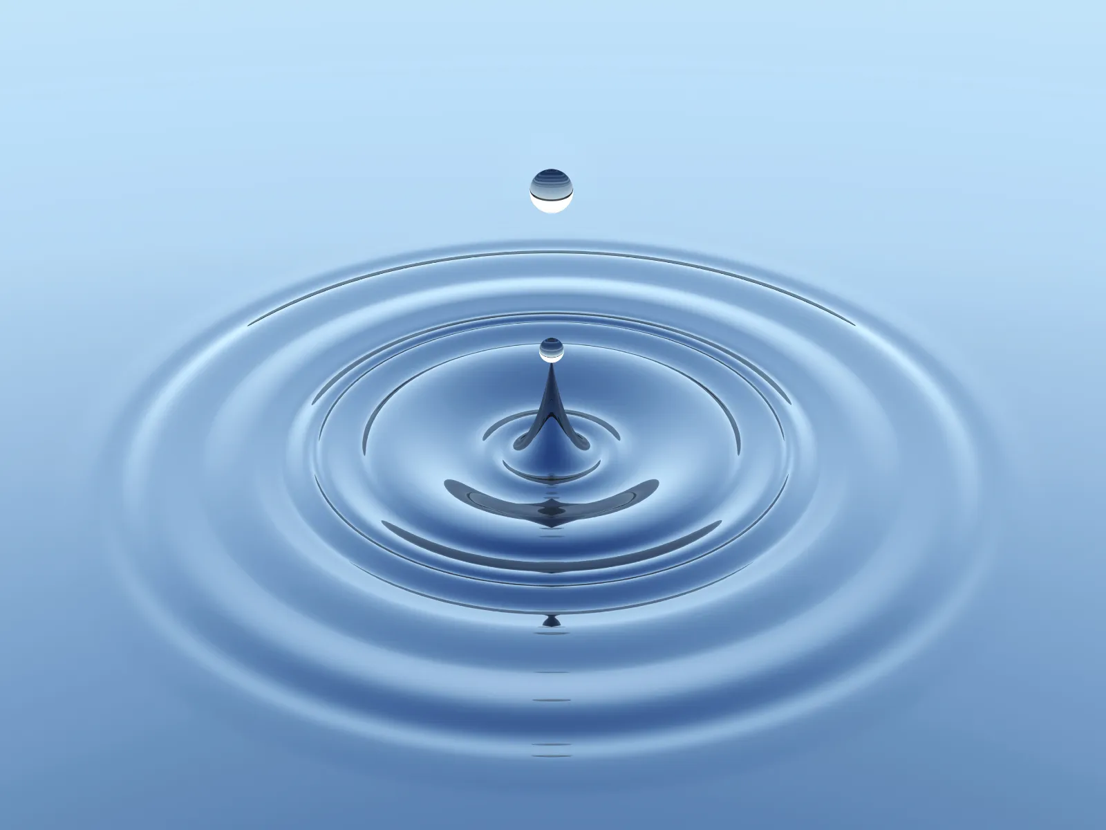 Drop of water in a pond
