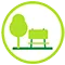 Icon of a green park bench and a tree.