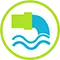 Icon of a sewer spouting water.