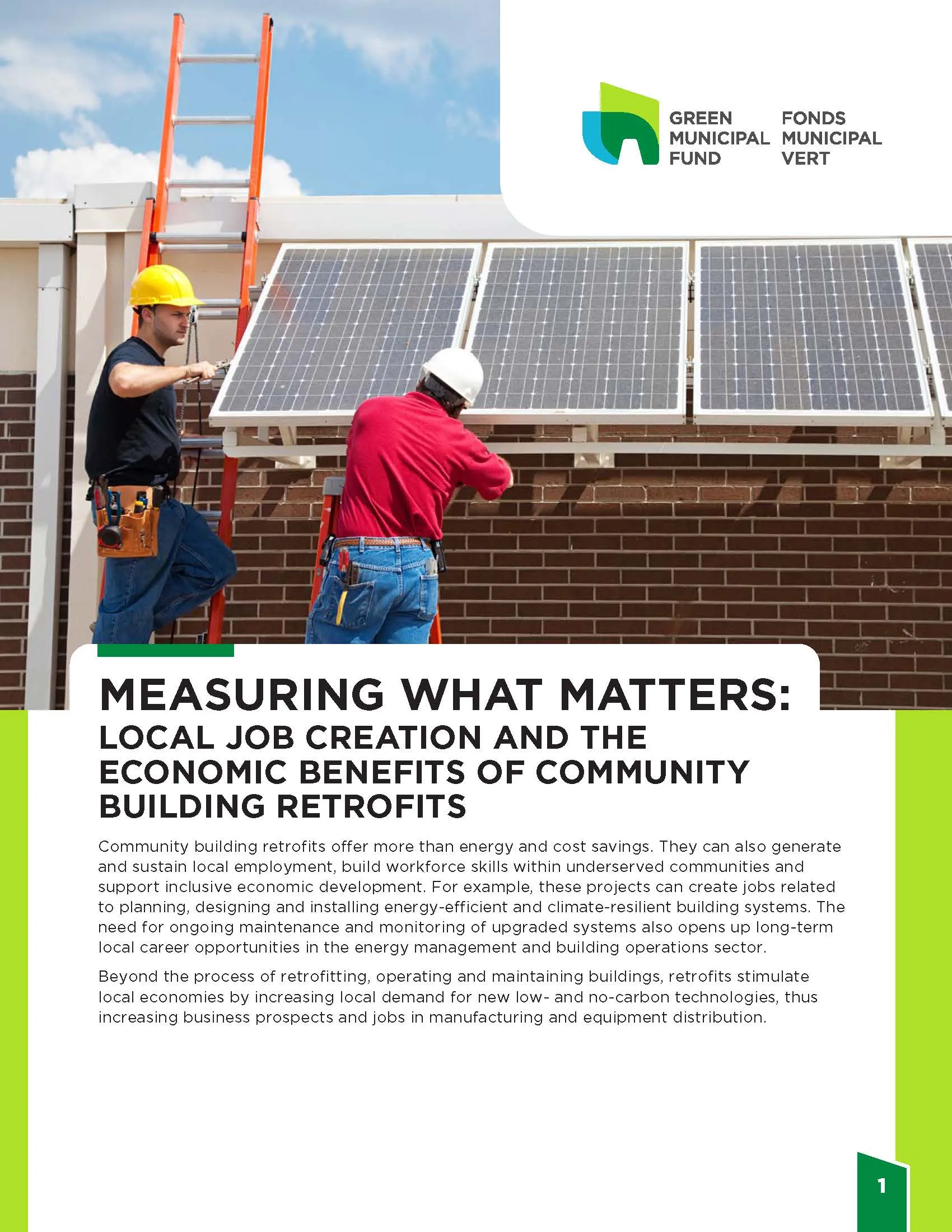 Photo of workers placing solar panels on a rooftop