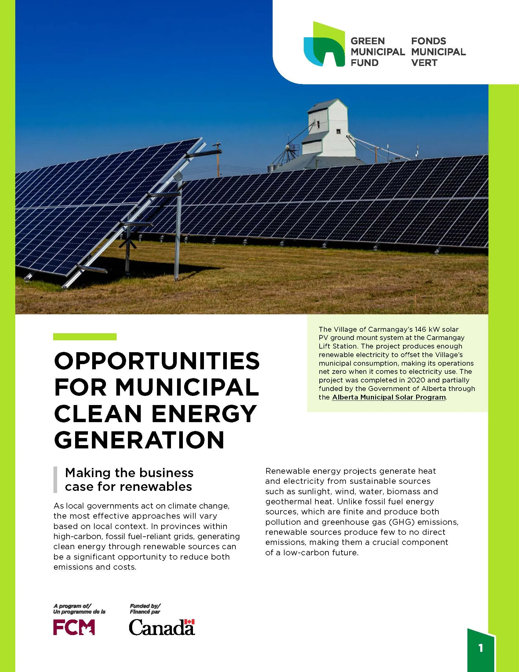 Photo of solar panels on the front cover of a GMF guide